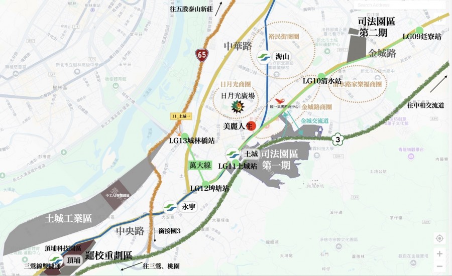 美麗人生土城區空拍/交通圖-夢享家