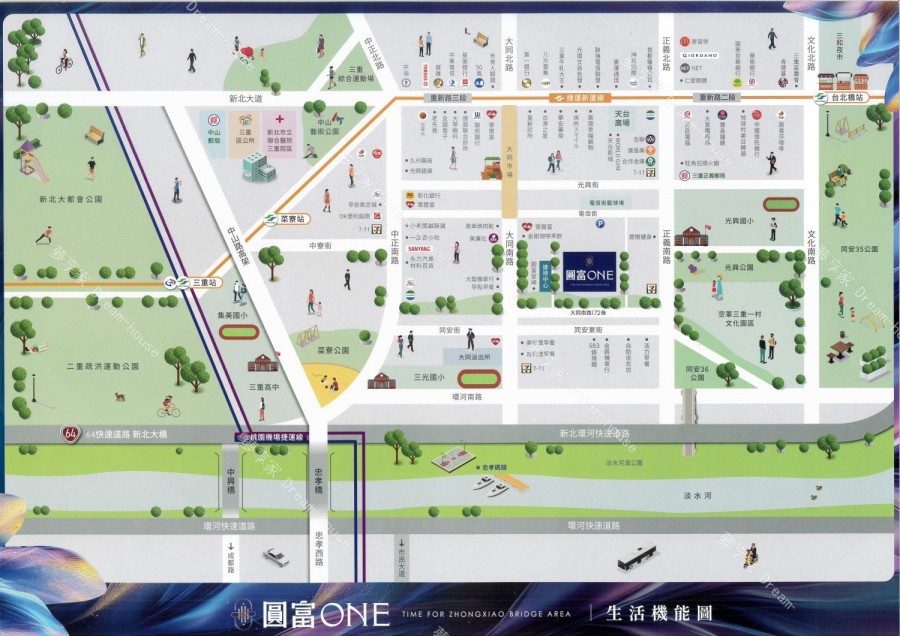 圓富ONE三重區空拍/交通圖-夢享家